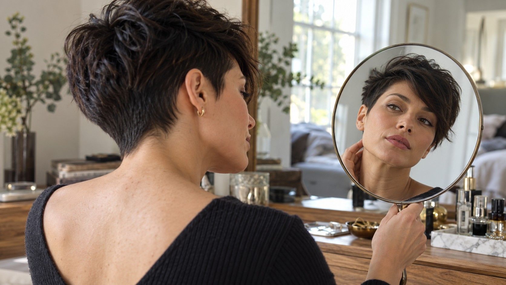 Virtual Try-On for Short Haircuts: Check the Hidden Details